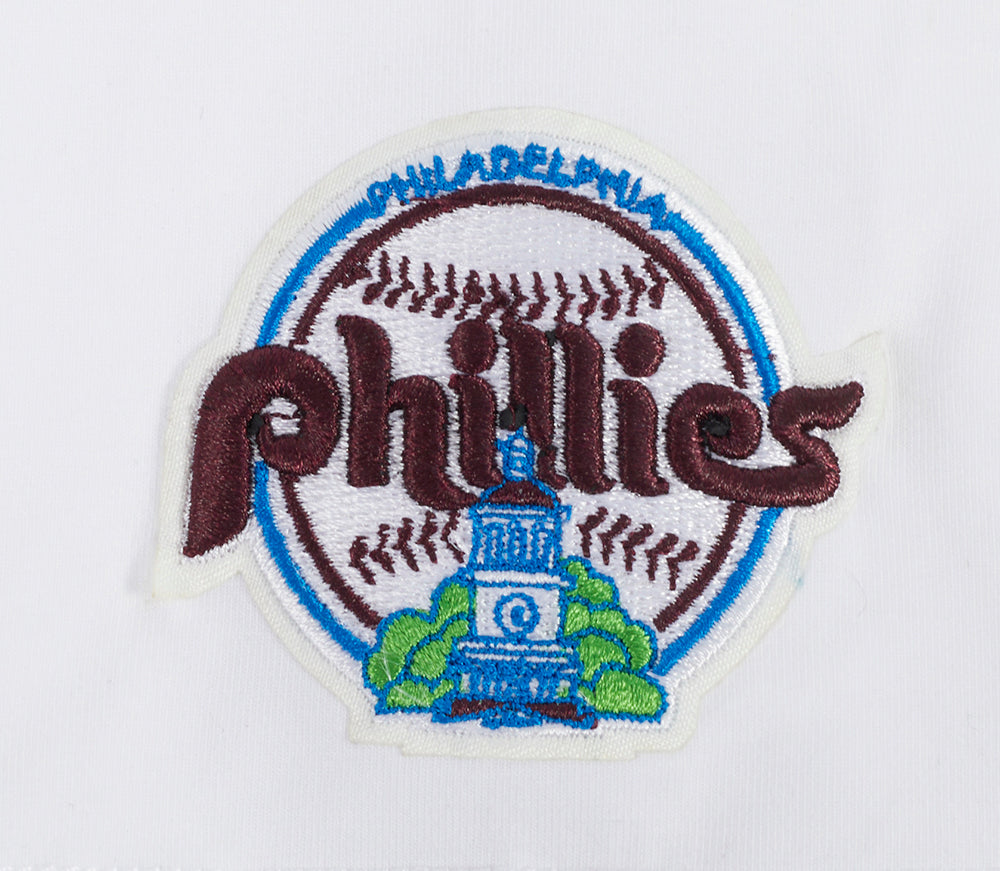 MLB PHILADELPHIA PHILLIES RETRO CLASSIC SHORT SLEEVE WOMEN'S SLIM FIT TOP (WHITE)