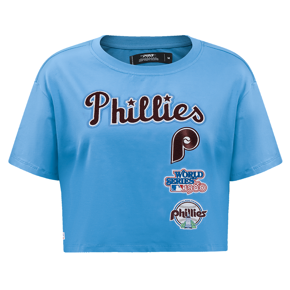 MLB PHILADELPHIA PHILLIES RETRO CLASSIC HAUT À COUPE CARRÉE POUR FEMME (BLEU UNIVERSITÉ)