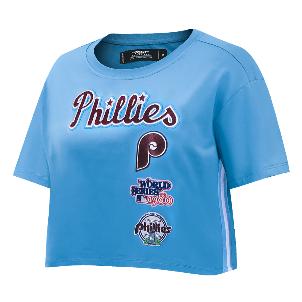MLB PHILADELPHIA PHILLIES RETRO CLASSIC HAUT À COUPE CARRÉE POUR FEMME (BLEU UNIVERSITÉ)