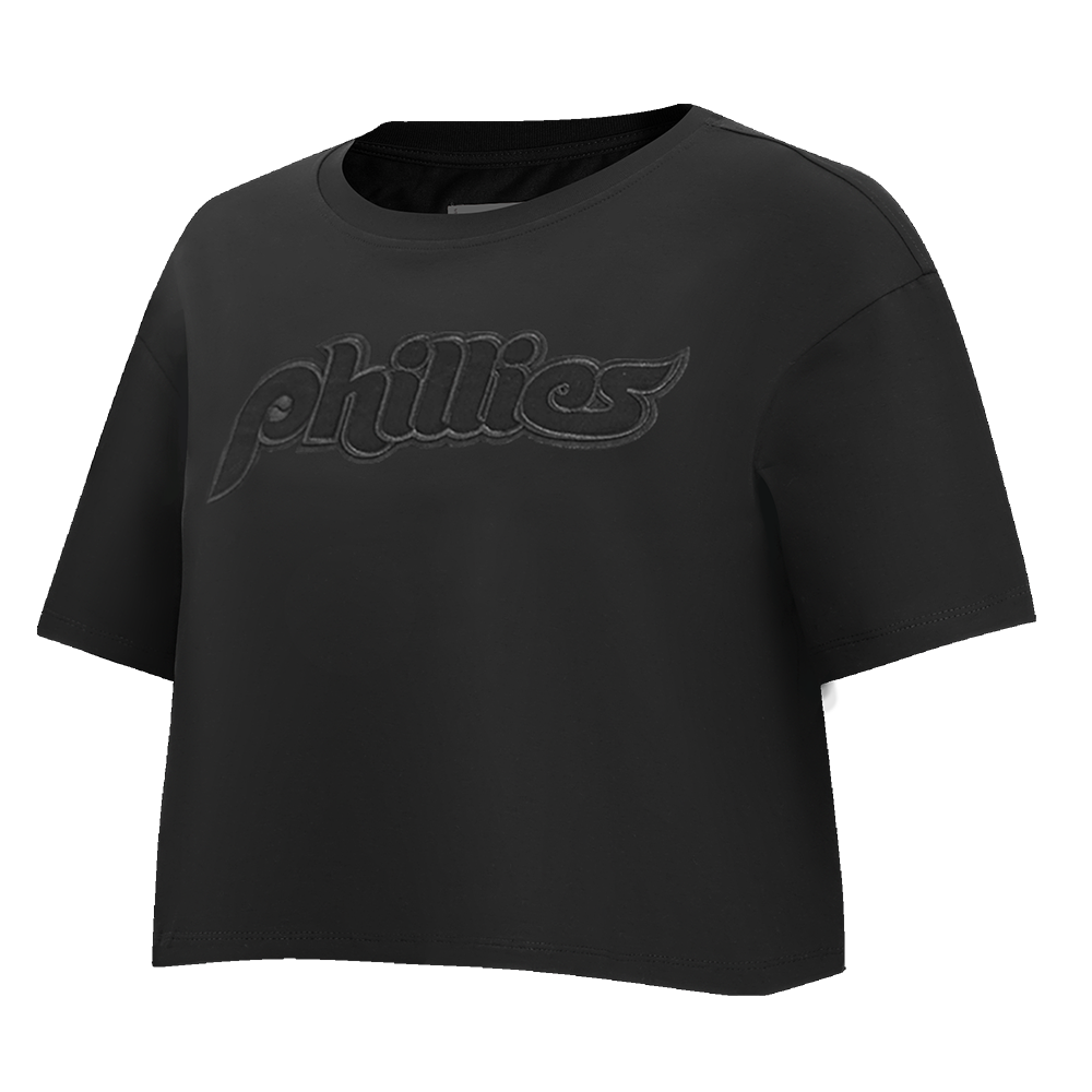 MLB PHILADELPHIA PHILLIES RETRO NEUTRAL WOMEN'S BOXY TOP (BLACK)