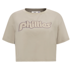 MLB PHILADELPHIA PHILLIES RETRO NEUTRAL WOMEN'S BOXY TOP (TAUPE)
