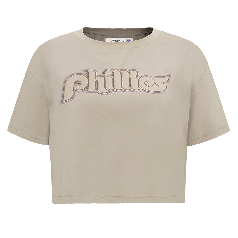 MLB PHILADELPHIA PHILLIES RETRO NEUTRAL WOMEN'S BOXY TOP (TAUPE)