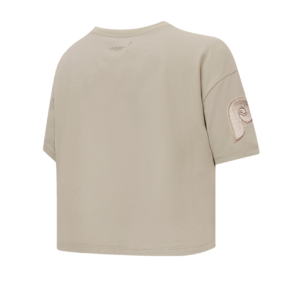 MLB PHILADELPHIA PHILLIES RETRO NEUTRAL WOMEN'S BOXY TOP (TAUPE)