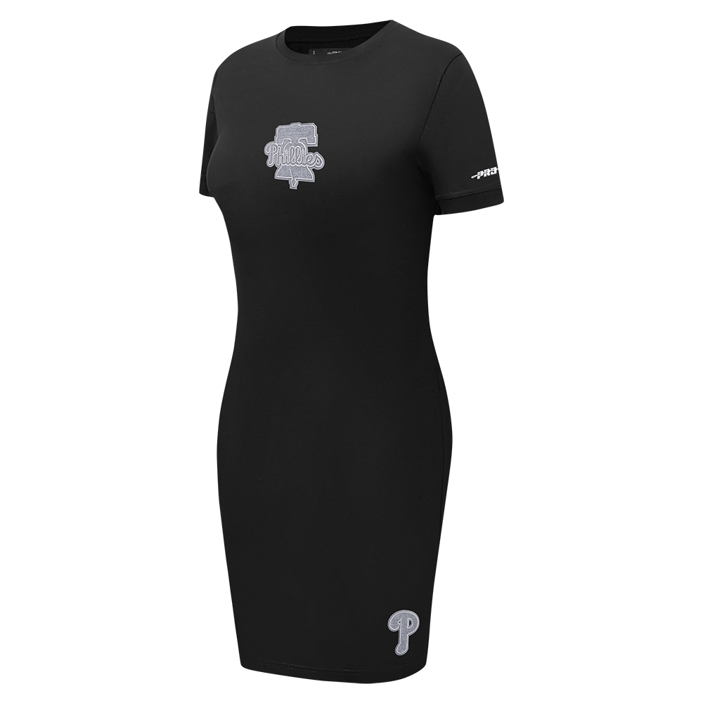 MLB PHILADELPHIA PHILLIES REVERSE FRENCH TERRY WOMEN'S BODYCON DRESS (BLACK)