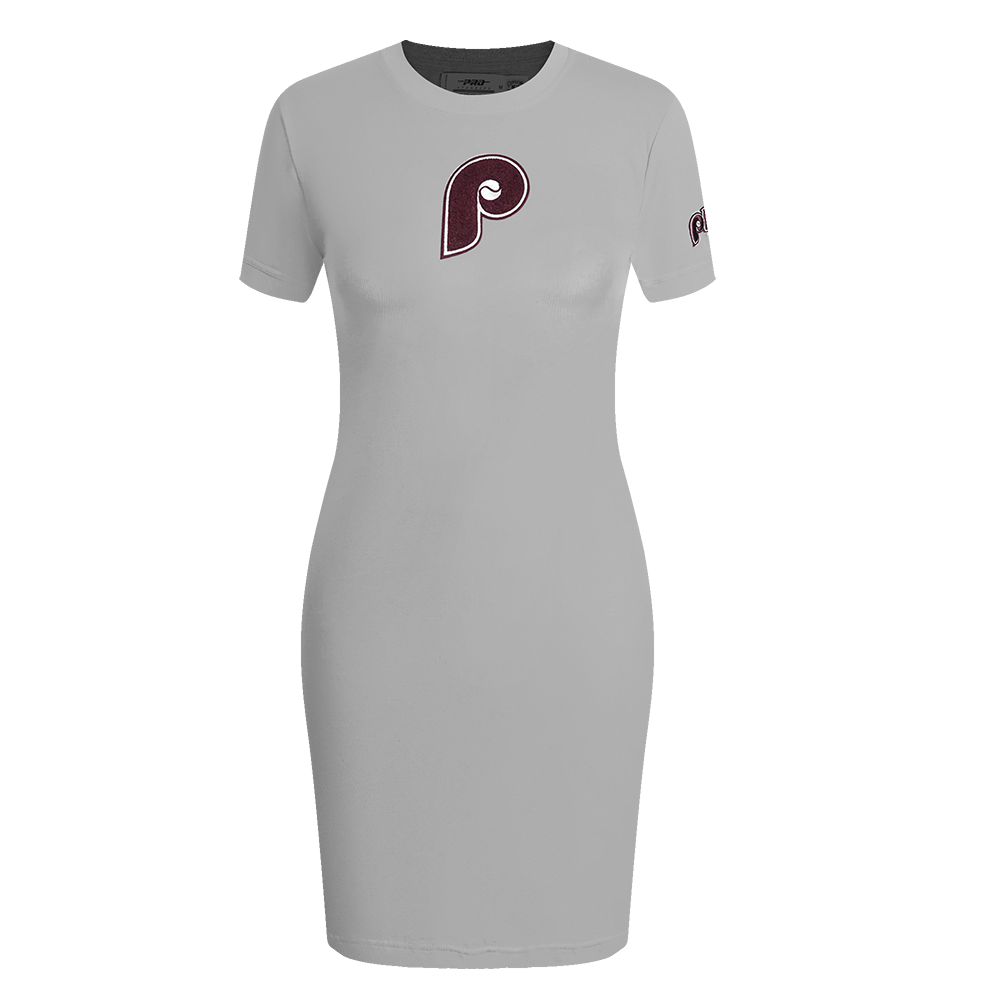 MLB PHILADELPHIA PHILLIES RETRO CLASSIC WOMEN'S BODYCON DRESS (HEATHER GREY)