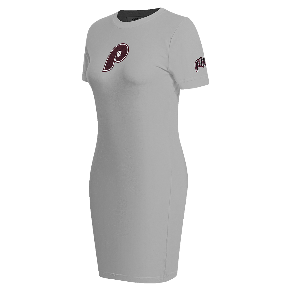 MLB PHILADELPHIA PHILLIES RETRO CLASSIC WOMEN'S BODYCON DRESS (HEATHER GREY)