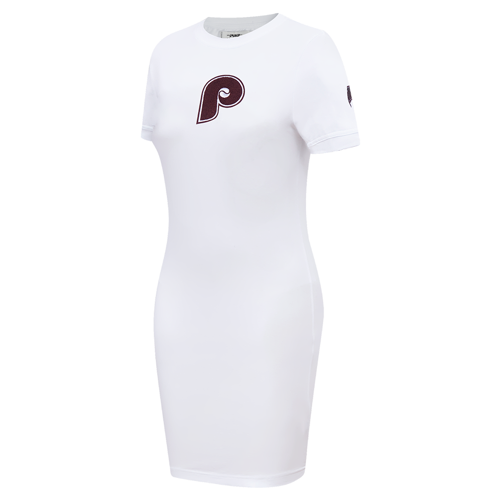 MLB PHILADELPHIA PHILLIES RETRO CLASSIC WOMEN'S BODYCON DRESS (WHITE)