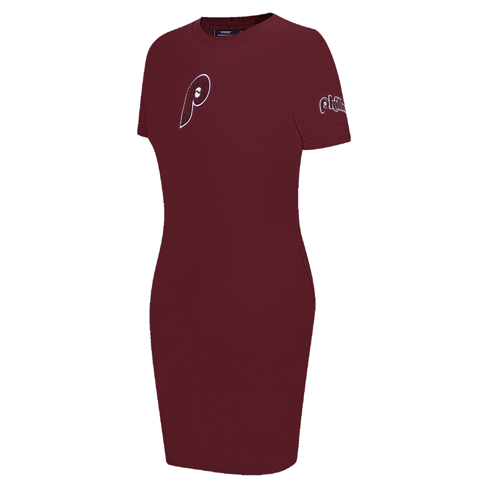 MLB PHILADELPHIA PHILLIES RETRO CLASSIC WOMEN'S BODYCON DRESS (WINE)