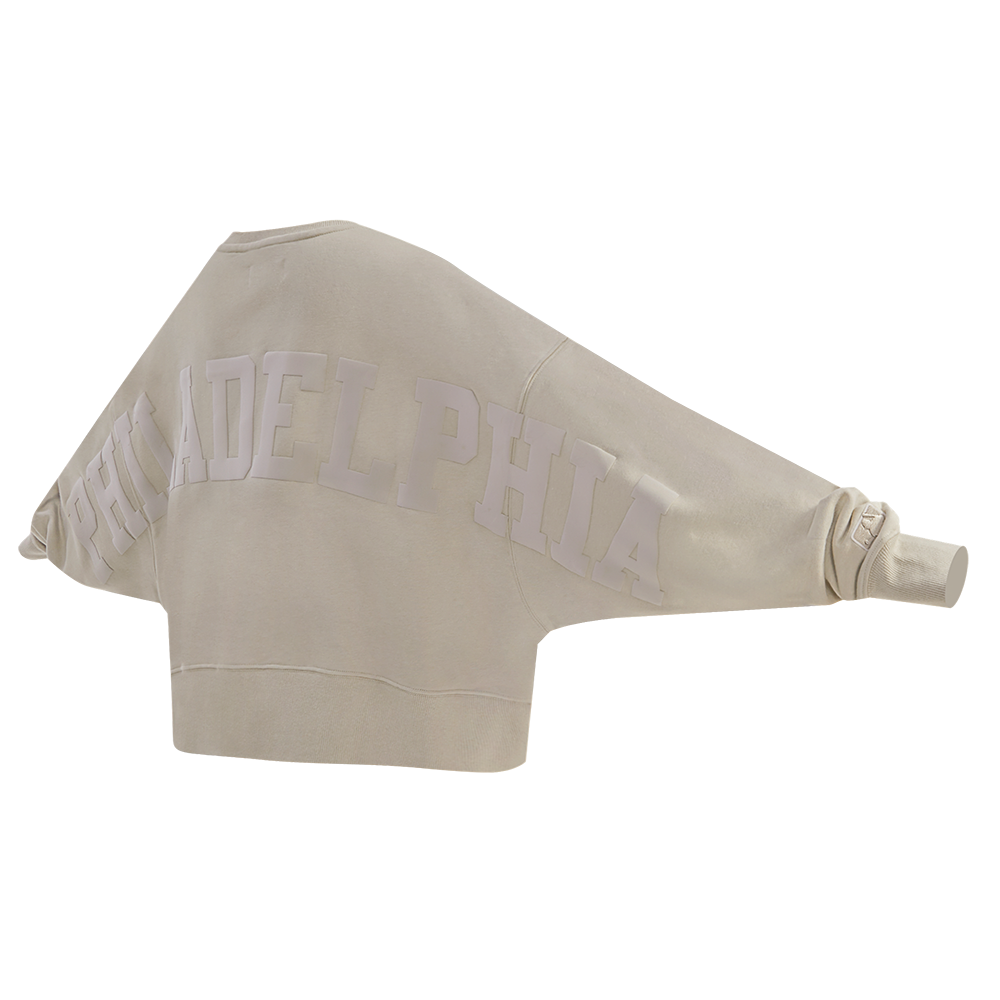MLB PHILADELPHIA PHILLIES WINGSPAN WOMEN'S FLEECE CREWNECK (TAUPE)