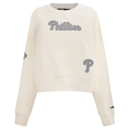 MLB PHILADELPHIA PHILLIES REVERSE FRENCH TERRY CHANDAIL À COL ROND EN MOLLETON POUR FEMME (COQUILLE D'ŒUF)