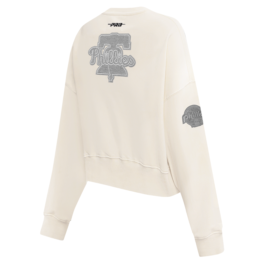 MLB PHILADELPHIA PHILLIES REVERSE FRENCH TERRY CHANDAIL À COL ROND EN MOLLETON POUR FEMME (COQUILLE D'ŒUF)