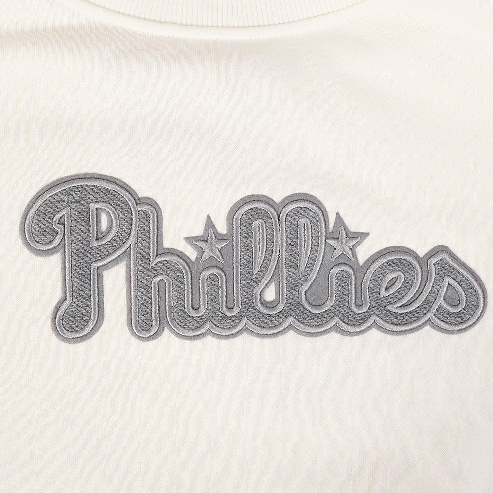 MLB PHILADELPHIA PHILLIES REVERSE FRENCH TERRY CHANDAIL À COL ROND EN MOLLETON POUR FEMME (COQUILLE D'ŒUF)