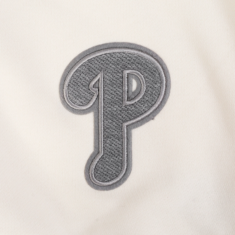 MLB PHILADELPHIA PHILLIES REVERSE FRENCH TERRY CHANDAIL À COL ROND EN MOLLETON POUR FEMME (COQUILLE D'ŒUF)