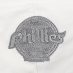 MLB PHILADELPHIA PHILLIES REVERSE FRENCH TERRY WOMEN'S COLOR BLOCK FLEECE FULL ZIP HOODIE (BLACK/GRAY/EGGSHELL)