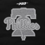 MLB PHILADELPHIA PHILLIES REVERSE FRENCH TERRY WOMEN'S COLOR BLOCK FLEECE FULL ZIP HOODIE (BLACK/GRAY/EGGSHELL)