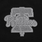 MLB PHILADELPHIA PHILLIES REVERSE FRENCH TERRY WOMEN'S COLOR BLOCK FLEECE FULL ZIP HOODIE (BLACK/GRAY/EGGSHELL)