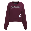 MLB PHILADELPHIA PHILLIES GAME DAY CLASSICS WOMEN'S DOUBLE KNIT CREWNECK (WINE)