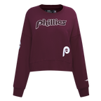 MLB PHILADELPHIA PHILLIES GAME DAY CLASSICS WOMEN'S DOUBLE KNIT CREWNECK (WINE)