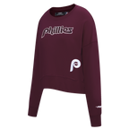 MLB PHILADELPHIA PHILLIES GAME DAY CLASSICS WOMEN'S DOUBLE KNIT CREWNECK (WINE)