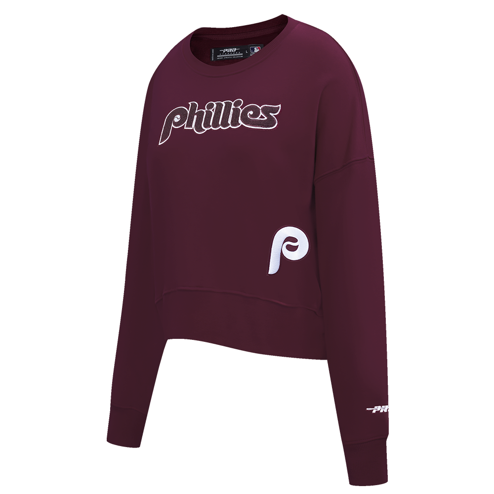 MLB PHILADELPHIA PHILLIES GAME DAY CLASSICS WOMEN'S DOUBLE KNIT CREWNECK (WINE)