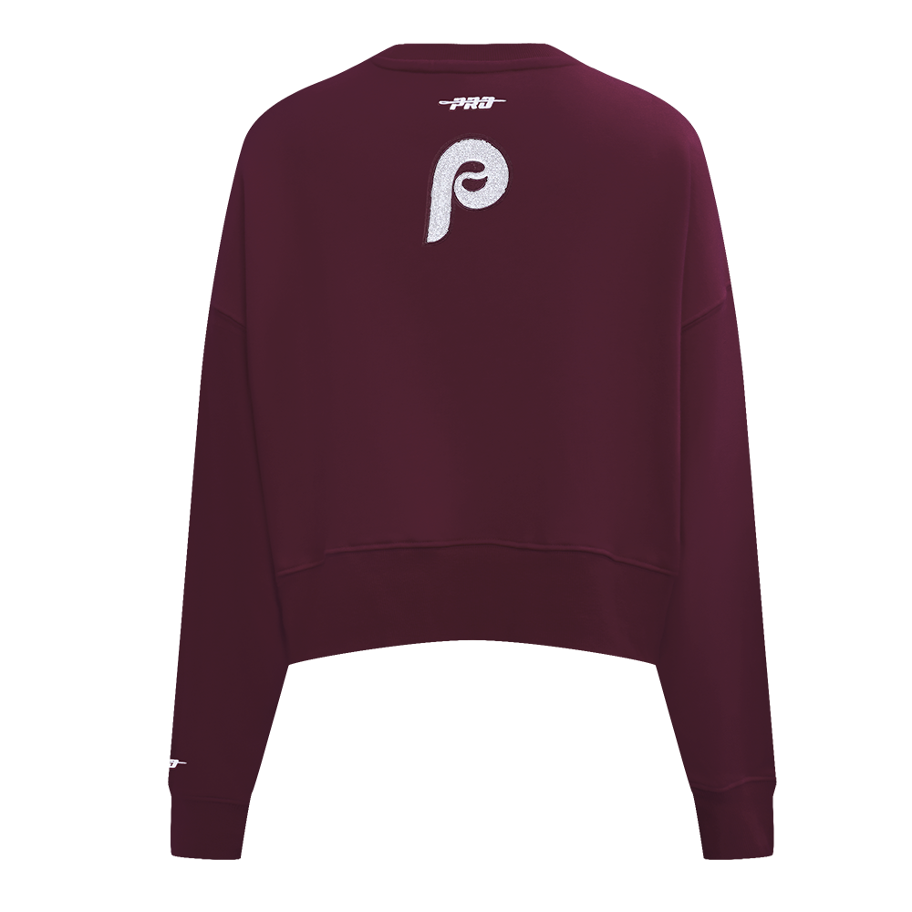 MLB PHILADELPHIA PHILLIES GAME DAY CLASSICS WOMEN'S DOUBLE KNIT CREWNECK (WINE)