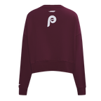 MLB PHILADELPHIA PHILLIES GAME DAY CLASSICS WOMEN'S DOUBLE KNIT CREWNECK (WINE)