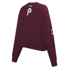 MLB PHILADELPHIA PHILLIES GAME DAY CLASSICS WOMEN'S DOUBLE KNIT CREWNECK (WINE)