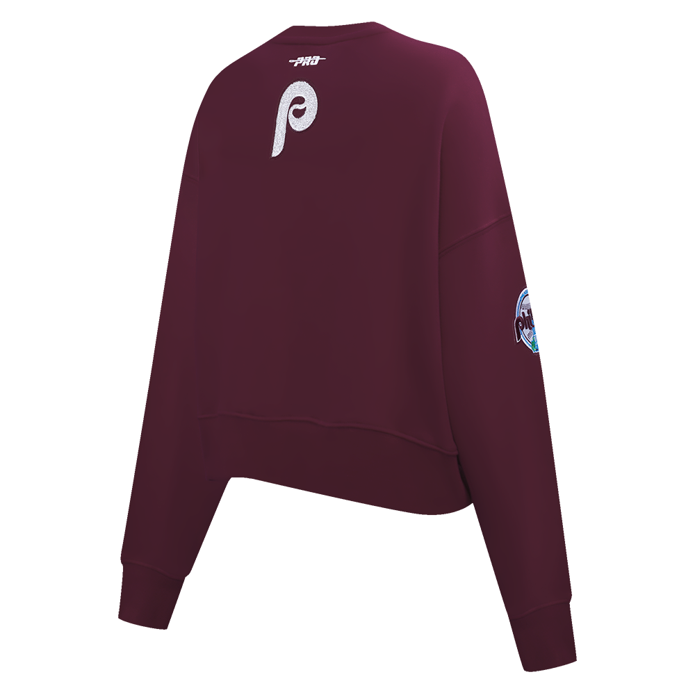 MLB PHILADELPHIA PHILLIES GAME DAY CLASSICS WOMEN'S DOUBLE KNIT CREWNECK (WINE)