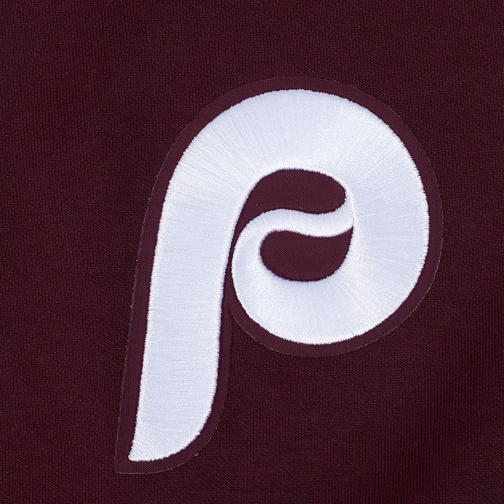 MLB PHILADELPHIA PHILLIES GAME DAY CLASSICS WOMEN'S DOUBLE KNIT CREWNECK (WINE)