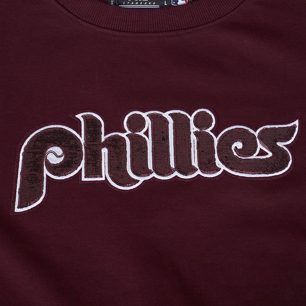 MLB PHILADELPHIA PHILLIES GAME DAY CLASSICS WOMEN'S DOUBLE KNIT CREWNECK (WINE)