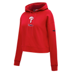 MLB PHILADELPHIA PHILLIES CLASSIC CHENILLE CHANDAIL À CAPUCHON COURT POUR FEMME (ROUGE)