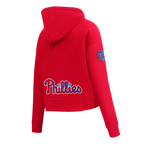 MLB PHILADELPHIA PHILLIES CLASSIC CHENILLE CHANDAIL À CAPUCHON COURT POUR FEMME (ROUGE)