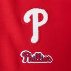 MLB PHILADELPHIA PHILLIES CLASSIC CHENILLE CHANDAIL À CAPUCHON COURT POUR FEMME (ROUGE)