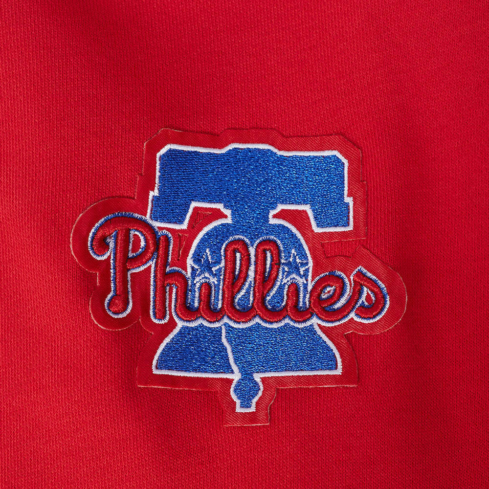MLB PHILADELPHIA PHILLIES CLASSIC CHENILLE CHANDAIL À CAPUCHON COURT POUR FEMME (ROUGE)
