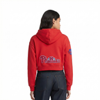 MLB PHILADELPHIA PHILLIES CLASSIC CHENILLE CHANDAIL À CAPUCHON COURT POUR FEMME (ROUGE)