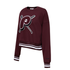 MLB PHILADELPHIA PHILLIES RETRO MASHUP WOMEN'S RIB CREWNECK (WINE)