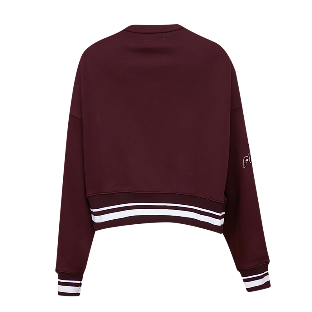 MLB PHILADELPHIA PHILLIES RETRO MASHUP WOMEN'S RIB CREWNECK (WINE)