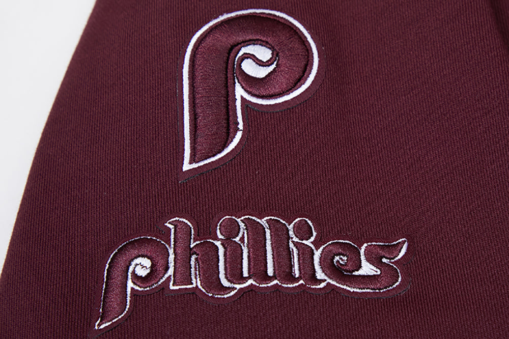 MLB PHILADELPHIA PHILLIES RETRO MASHUP WOMEN'S RIB CREWNECK (WINE)