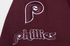 MLB PHILADELPHIA PHILLIES RETRO MASHUP WOMEN'S RIB CREWNECK (WINE)