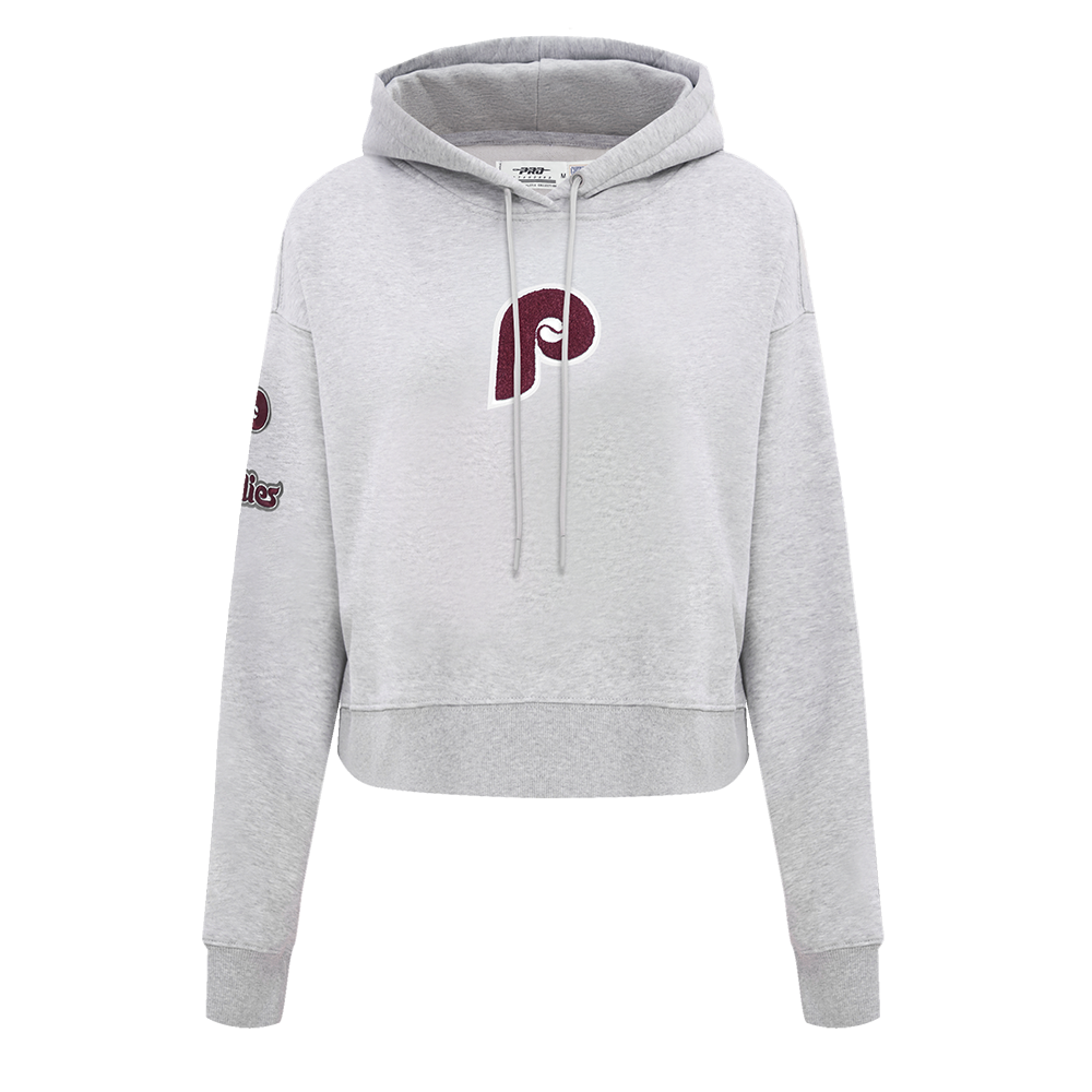 MLB PHILADELPHIA PHILLIES RETRO CLASSIC CHANDAIL À CAPUCHON COURT POUR FEMME (GRIS CHINÉ)