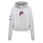 MLB PHILADELPHIA PHILLIES RETRO CLASSIC CHANDAIL À CAPUCHON COURT POUR FEMME (GRIS CHINÉ)