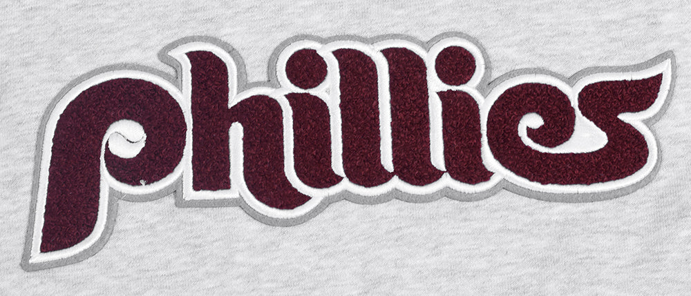 MLB PHILADELPHIA PHILLIES RETRO CLASSIC CHANDAIL À CAPUCHON COURT POUR FEMME (GRIS CHINÉ)