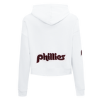 MLB PHILADELPHIA PHILLIES RETRO CLASSIC WOMEN'S CROPPED PULLOVER HOODIE (WHITE)