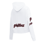 MLB PHILADELPHIA PHILLIES RETRO CLASSIC WOMEN'S CROPPED PULLOVER HOODIE (WHITE)