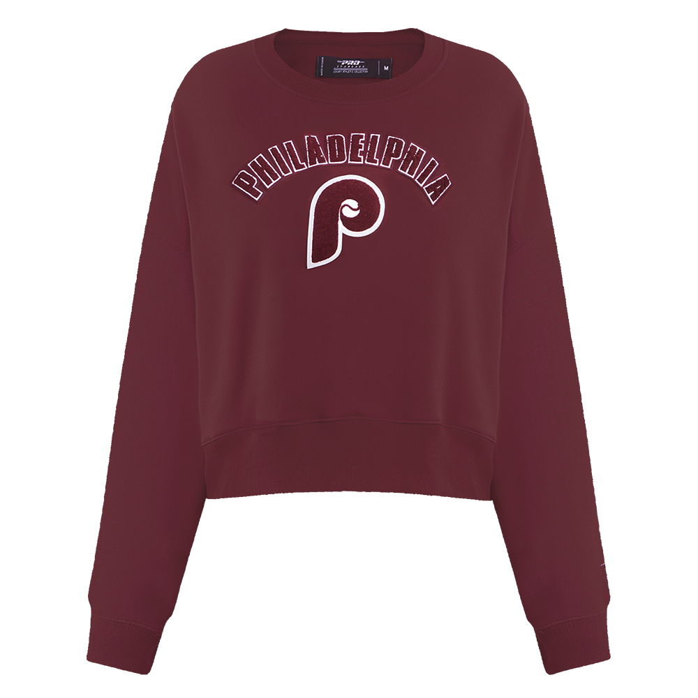 MLB PHILADELPHIA PHILLIES RETRO CLASSIC WOMEN'S CREWNECK (WINE)