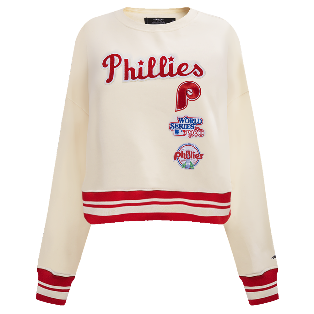 MLB PHILADELPHIA PHILLIES RETRO CLASSIC CHANDAIL À COL ROND POUR FEMME (COQUILLE D'ŒUF/ROUGE)