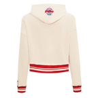 MLB PHILADELPHIA PHILLIES RETRO CLASSIC WOMEN'S CROPPED PULLOVER HOODIE (EGGSHELL/ RED)