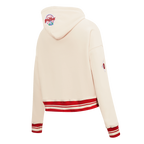 MLB PHILADELPHIA PHILLIES RETRO CLASSIC WOMEN'S CROPPED PULLOVER HOODIE (EGGSHELL/ RED)