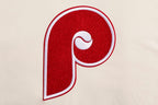MLB PHILADELPHIA PHILLIES RETRO CLASSIC WOMEN'S CROPPED PULLOVER HOODIE (EGGSHELL/ RED)