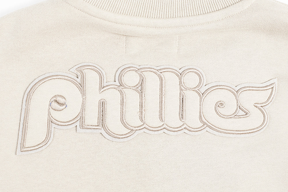 MLB PHILADELPHIA PHILLIES NEUTRAL CHANDAIL À COL ROND RÉTRO POUR FEMME (COQUILLE D'ŒUF)